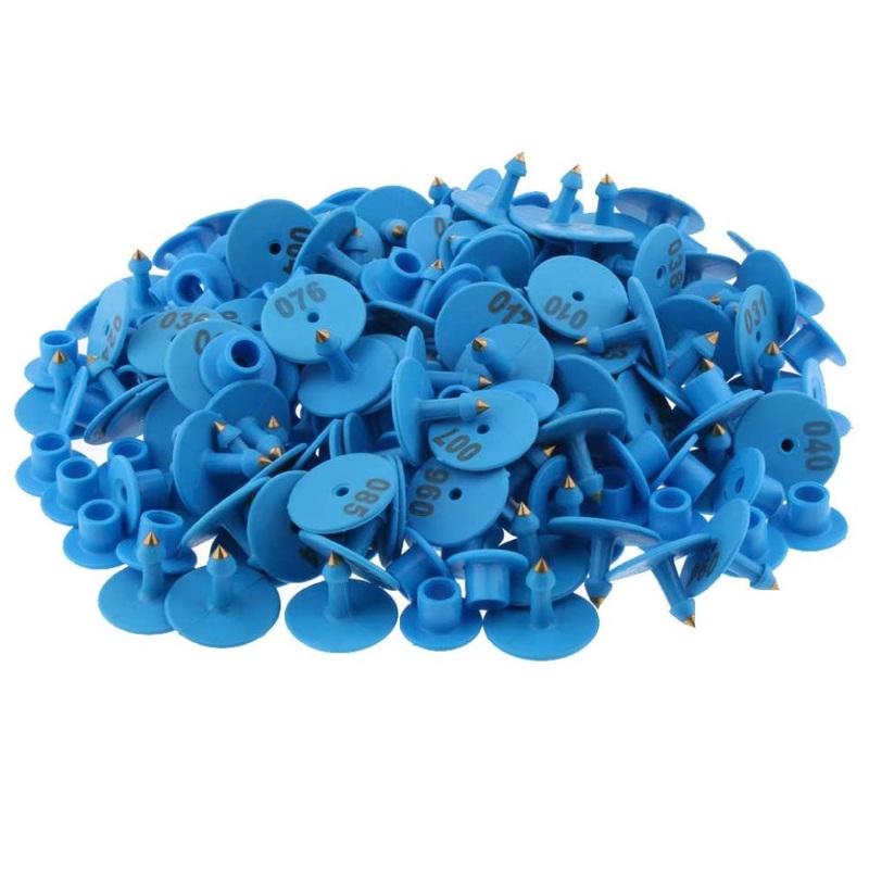 1-100 Cattle Number Ear Tags Set – Round Blue Pig Sheep Goat Livestock Labels