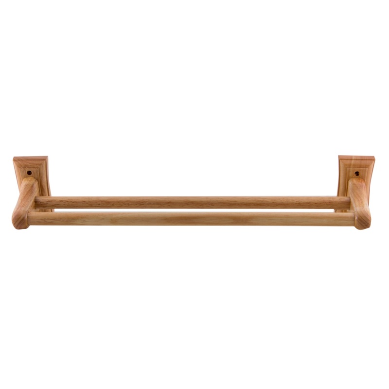 ALFI brand AB5505 24″ Double Rack Wooden Towel Bar Bathroom Accessory