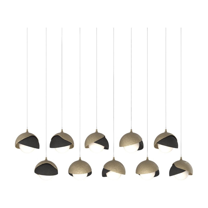 Brooklyn 10-Light Double Shade Pendant Soft Gold Black