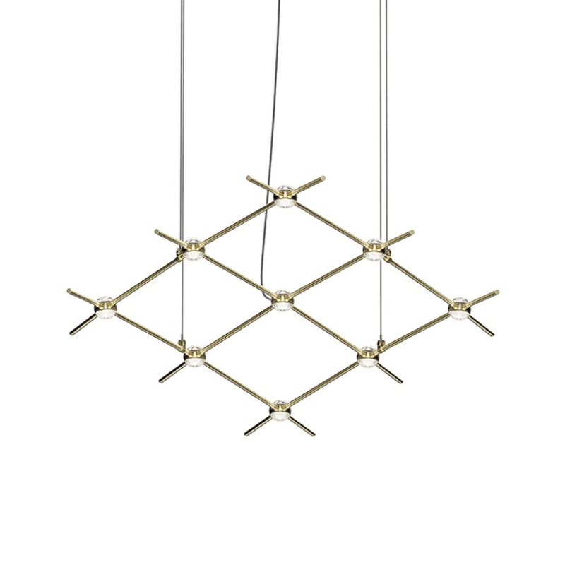 Constellation Aquarius Minor Satin Brass with Clear Faceted Acrylic 2700K 10′ Adjustable Cord/Cable