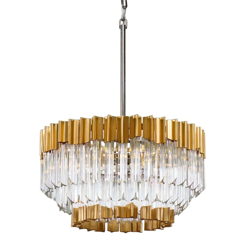 Corbett Lighting 220-42-GL/SS Charisma Five Light Chandelier Gold Leaf W Polished Stainless