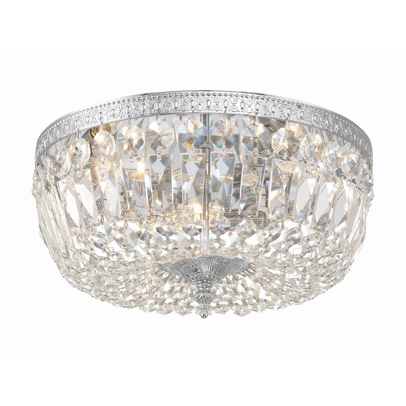 Crystorama 714-CH-CL-S Ceiling Mount Three Light Flush Mount Polished Chrome