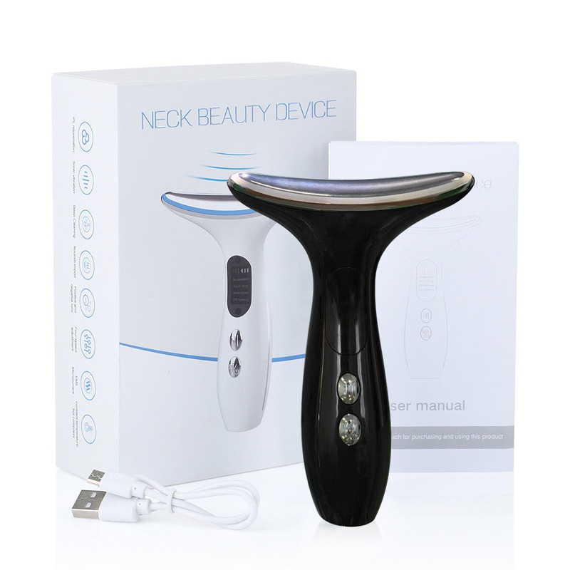 Multi-Function Neck & Face Beauty Device – 4-in-1 LED Light Therapy, EMS Lifting & Anti-Wrinkle Massager(black)