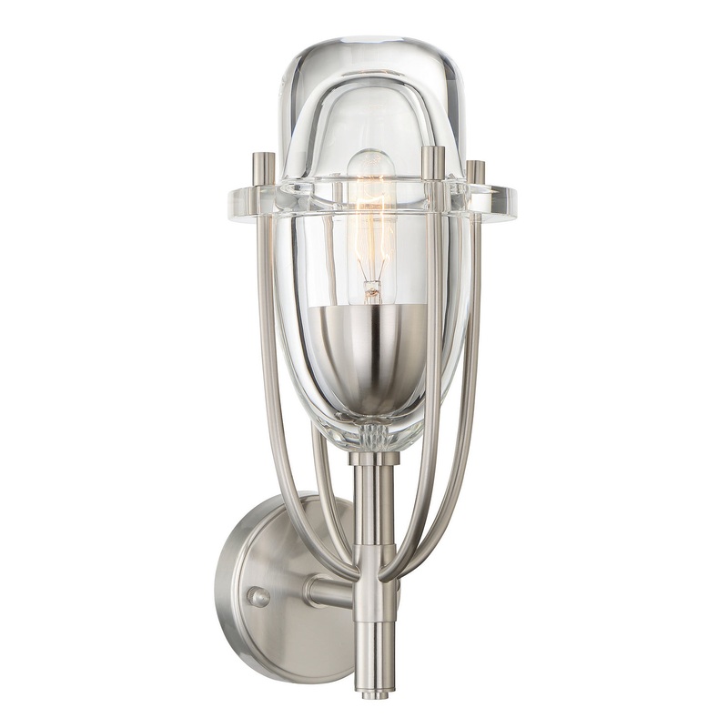 One Light Wall Sconce from the Kaner Collection in Satin Nickel Finish by Stone Lighting