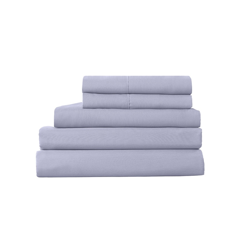 Royal Comfort 2000TC 6 Piece Bamboo Sheet & Quilt Cover Set Cooling Breathable – Queen – Lilac Grey