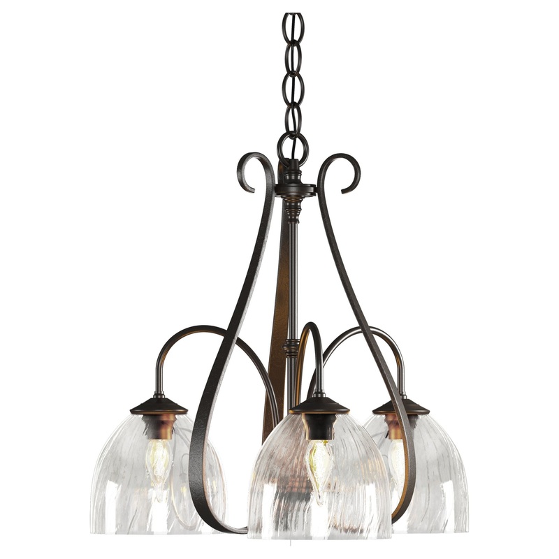Sweeping Taper 3-Arm Chandelier Oil Rubbed Bronze Water Glass (LL)