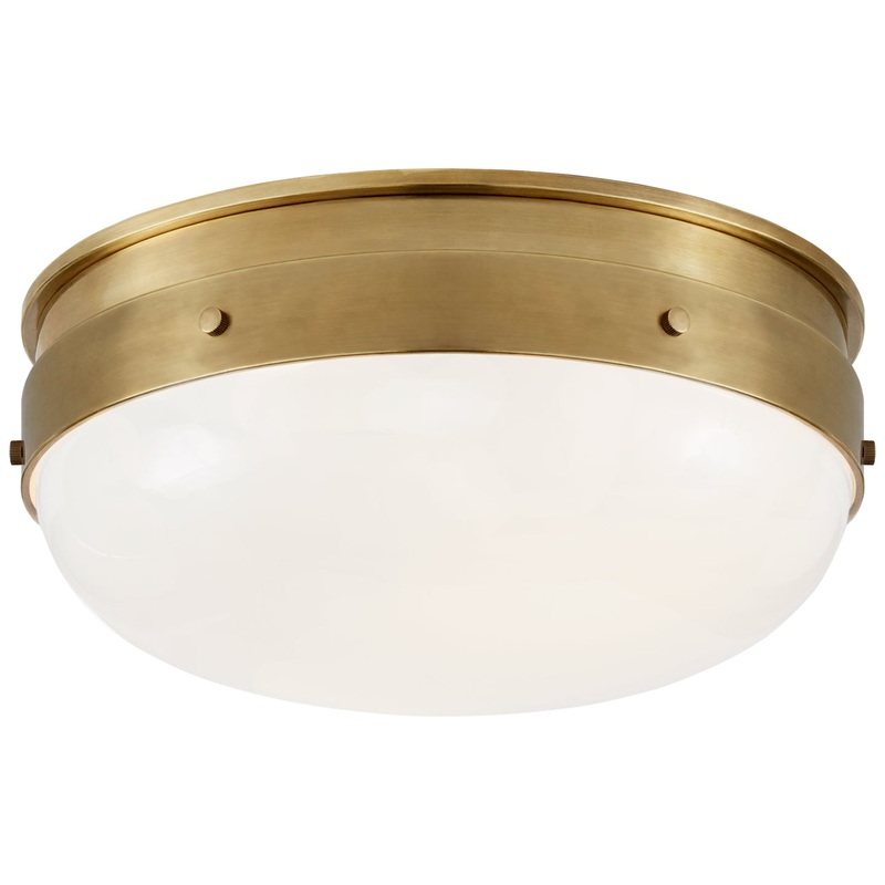 Two Light Flush Mount from the Hicks Collection in Hand-Rubbed Antique Brass Finish by Visual Comfort Signature