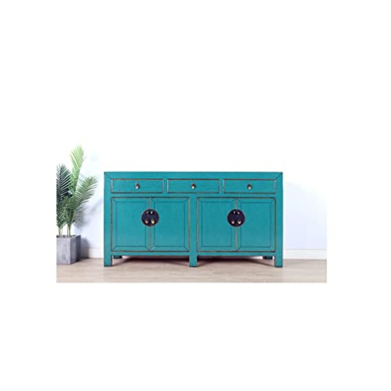 Yajutang credenza cassettiera cinese 4 ante 3 cassetti turchese