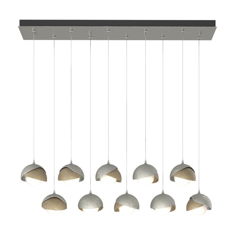Brooklyn 10-Light Double Shade Pendant Sterling Soft Gold