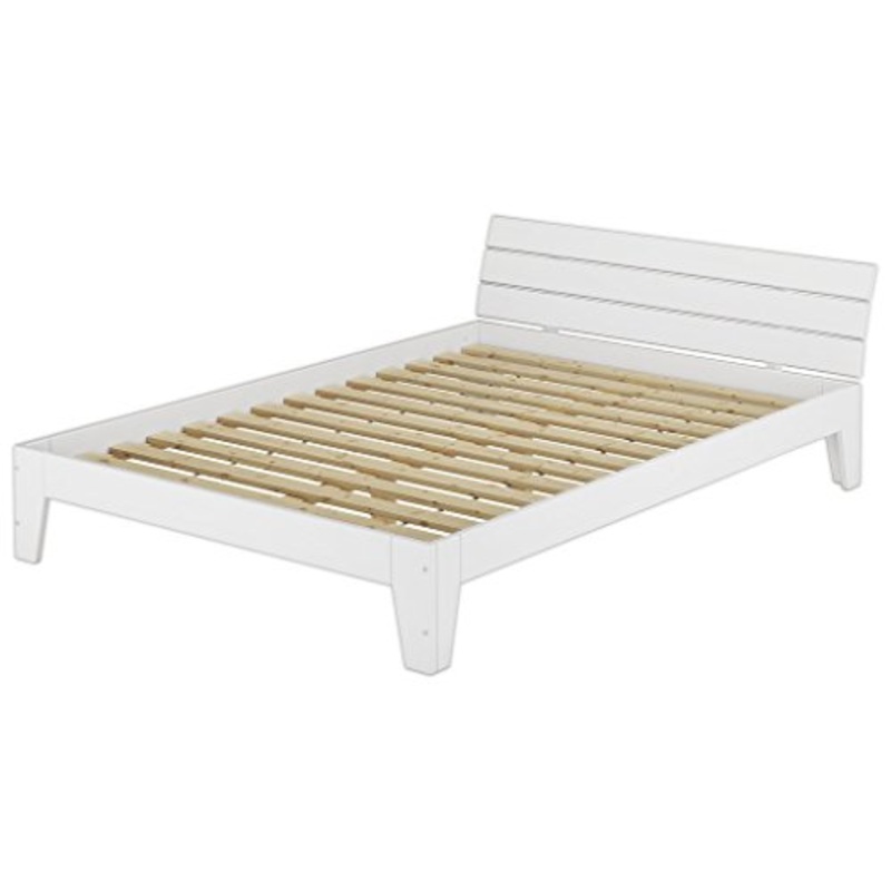 Erst-Holz Solido Elegante Letto Matrimoniale bianco140x200 in Pino con doghe rigide 60.54-14W