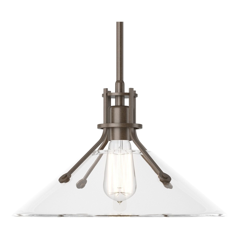 Henry Medium Glass Shade Pendant Bronze Clear Glass (ZM)