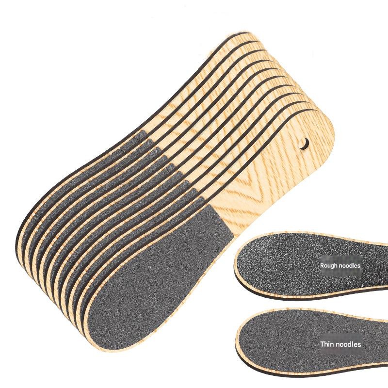 Khaki Professional Pedicure Foot File 10-Pack – Double-Sided Callus Remover with Wooden Handle