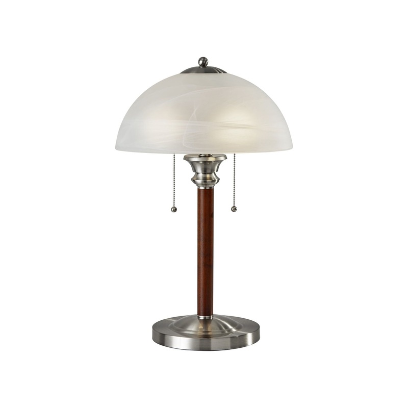 Lexington Table Lamp Walnut Rubber Wood with Brushed Steel Accents