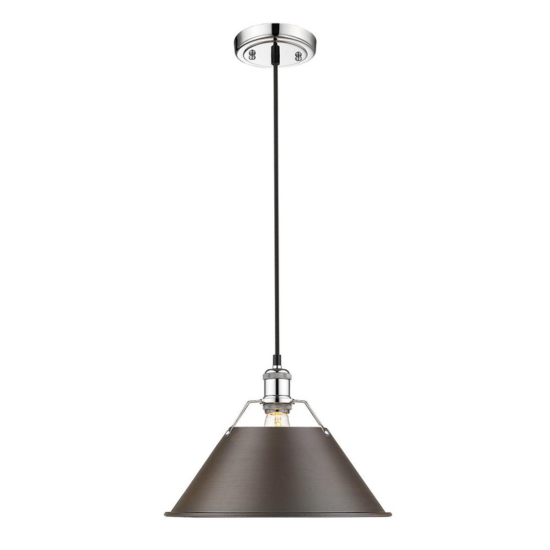 One Light Pendant from the Orwell Collection in Chrome Finish by Golden