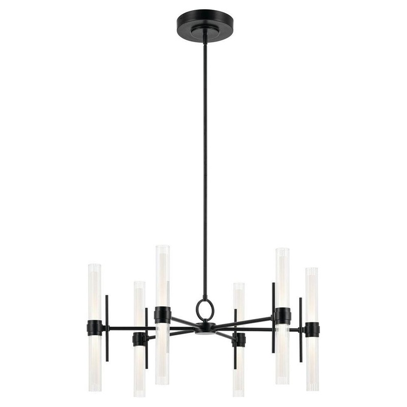 Riven 33″ LED 12-Light Chandelier Black
