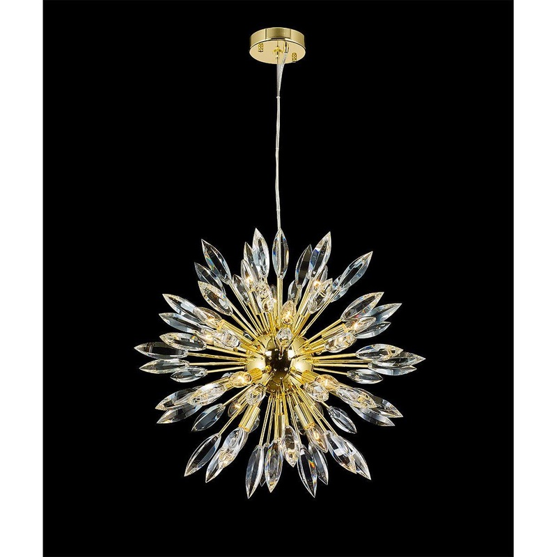 Sunburst 18-Light Pendant Gold