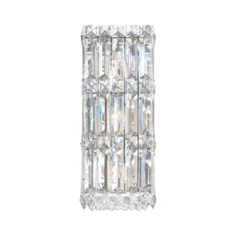 Three Light Wall Sconce from the Quantum Collection by Schonbek Stainless Steel Clear Heritage Crystal