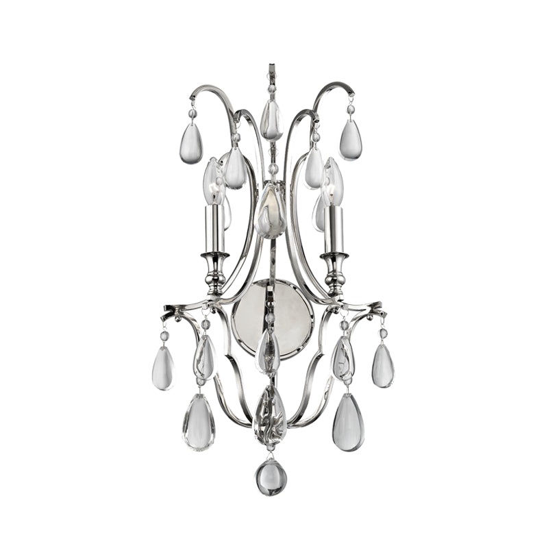 Two Light Wall Sconce from the Crawford Collection in Polished Nickel Finish by Hudson Valley