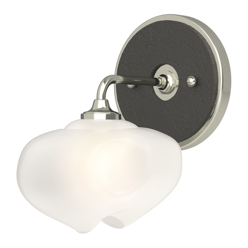 Ume 1-Light Curved Arm Bath Sconce Sterling Black