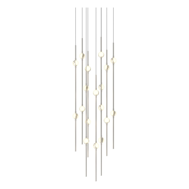 Aries 12″ Round LED Pendant Satin Nickel with White Optical Acrylic 2700K 10′ Adjustable Cord