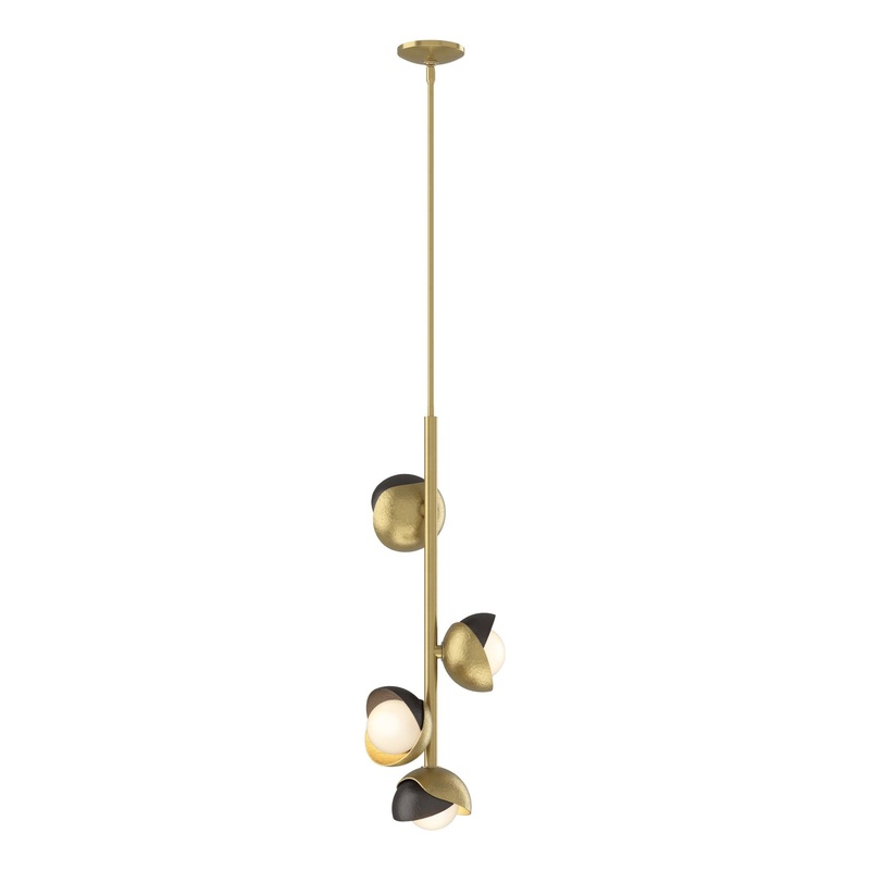 Brooklyn 4-Light Double Shade Vertical Pendant Modern Brass Oil Rubbed Bronze