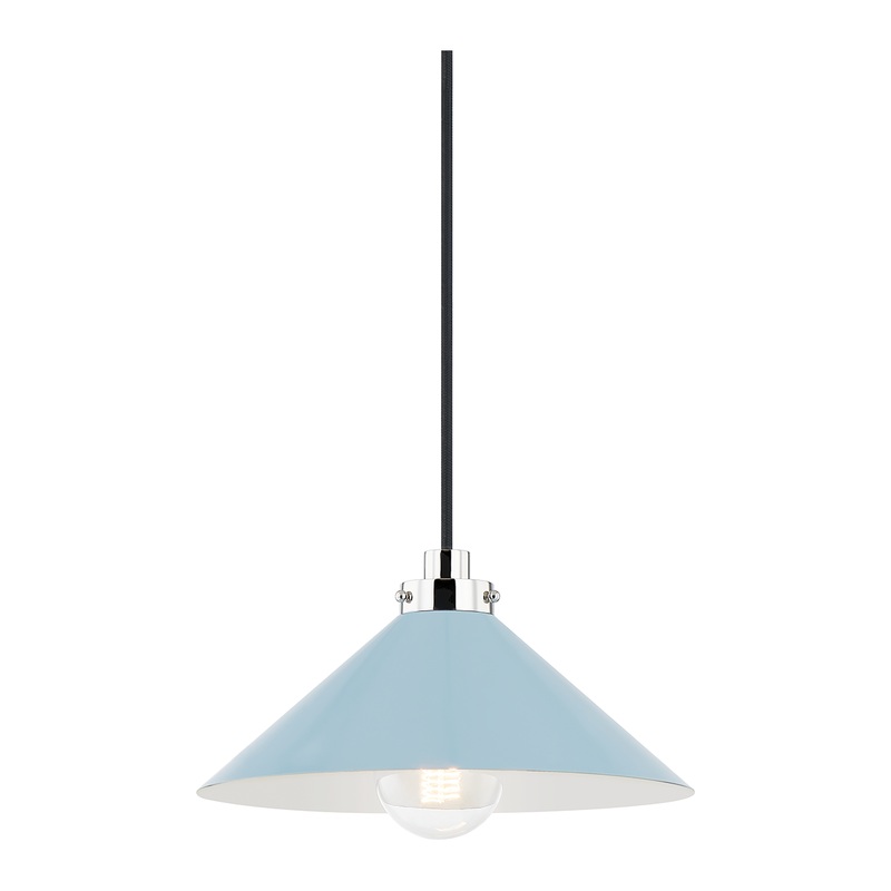 Clivedon 1-Light Pendant Polished Nickel/Blue Bird