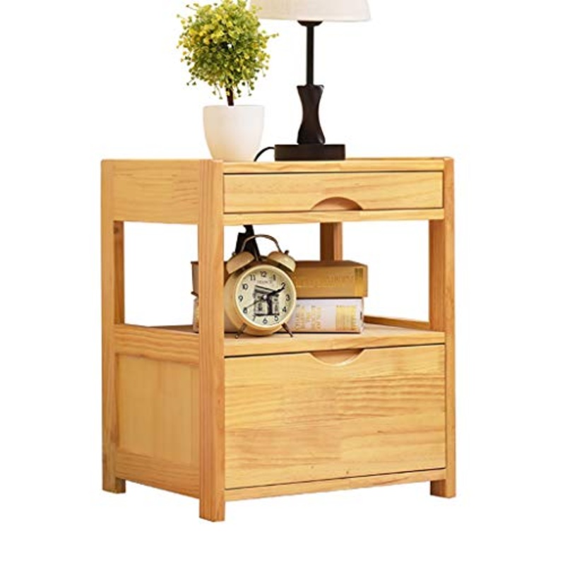 Comodino in Legno massello, con Camera da Letto con cassetto Mini Armadio Moderno e Moderno con Cuscinetto 300 kg-55x45x37,5 cm FANJIANI