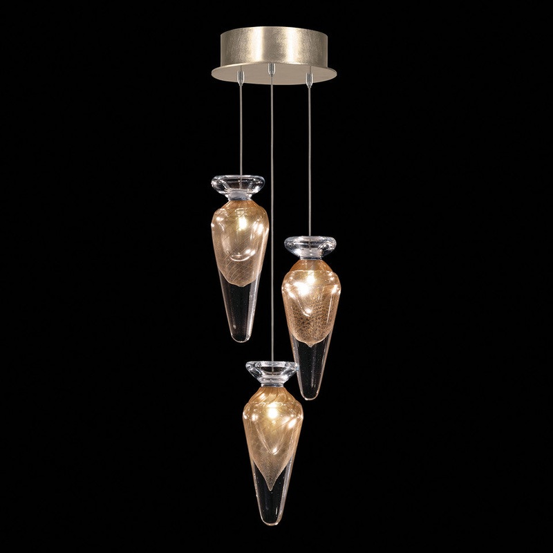 Essence 8.5″W Round Pendant Gold/Gold Tear