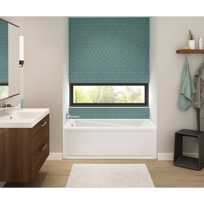 MAAX 105519-097-001-101 Exhibit 6030 IFS Acrylic Alcove Right-Hand Drain Combined Whirlpool & Aeroeffect Bathtub in White