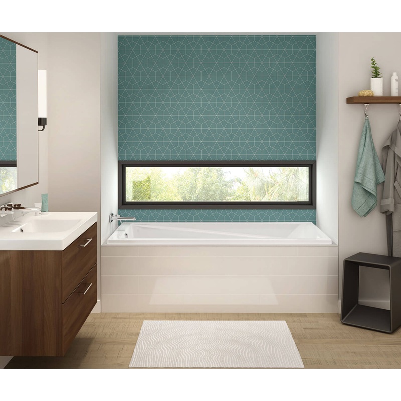 MAAX 106181-003-001-000 Exhibit 7236 Acrylic Drop-in End Drain Whirlpool Bathtub in White