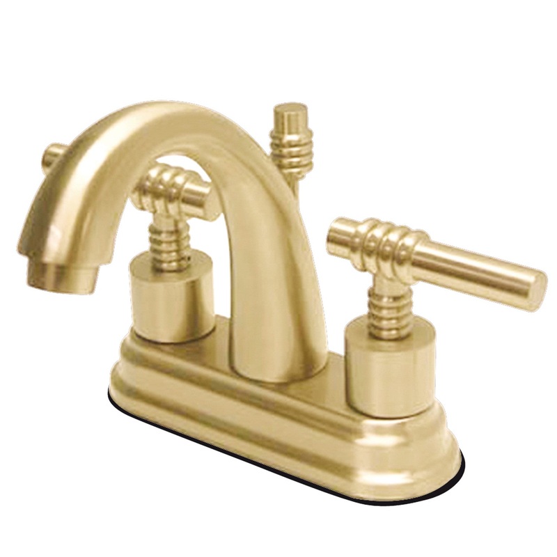 Milano KS8612ML Two-Handle 3-Hole Deck Mount 4″ Centerset Bathroom Faucet with Brass Pop-Up, Polished Brass