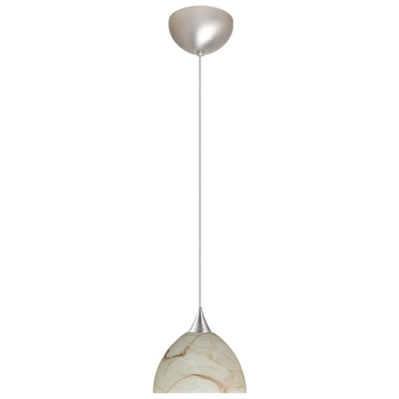 One Light Pendant from the Brella Collection in Satin Nickel Finish by Besa