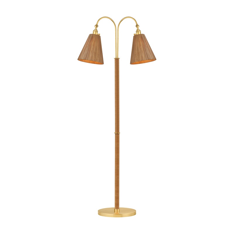 Ruthin 2-Light Floor Lamp Aged Brass