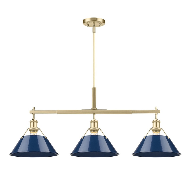 Three Light Linear Pendant from the Orwell Collection in Brushed Champagne Bronze Finish by Golden