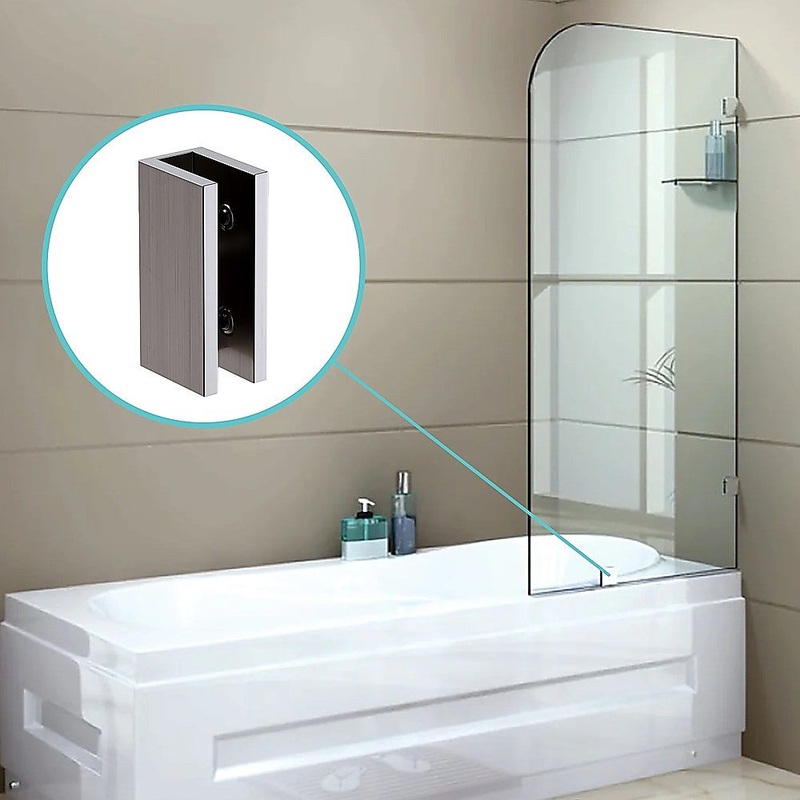 70cm Frameless Glass Bath Screen with Brackets – Gunmetal