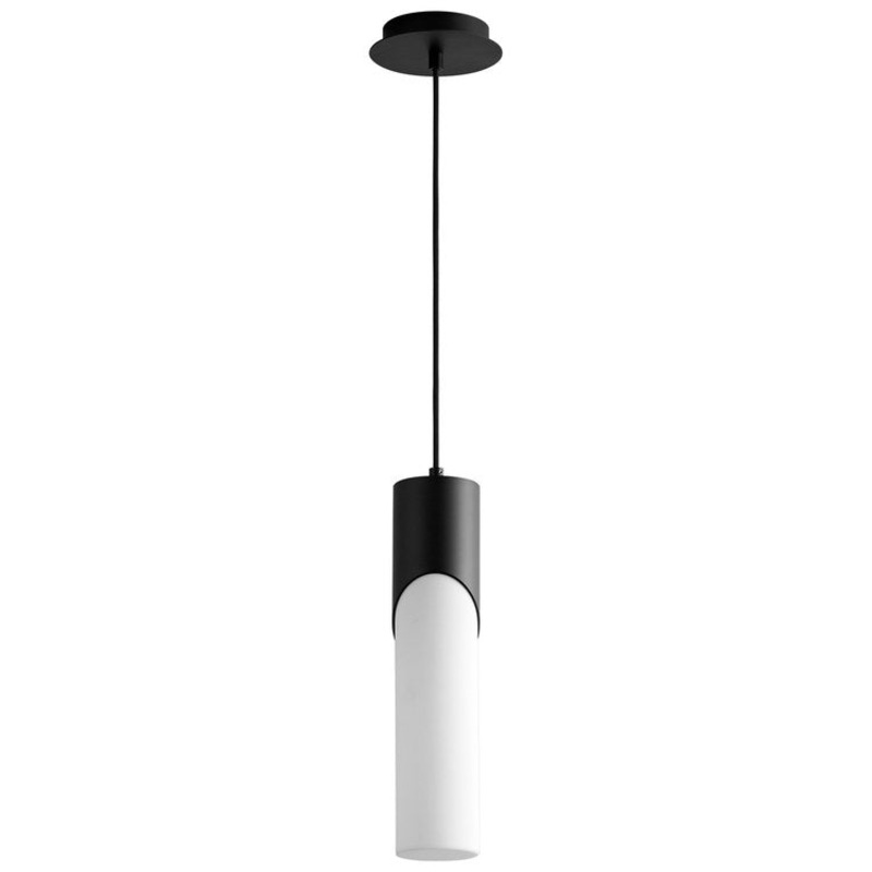 Ellipse Single-Light Tall 3.5″ Mini Pendant with Acrylic Shade – Black