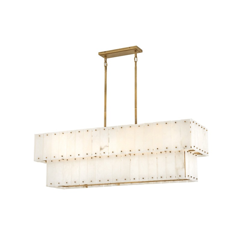 LED Linear Chandelier from the Simone Collection in Burnished Gold Finish by Fredrick Ramond