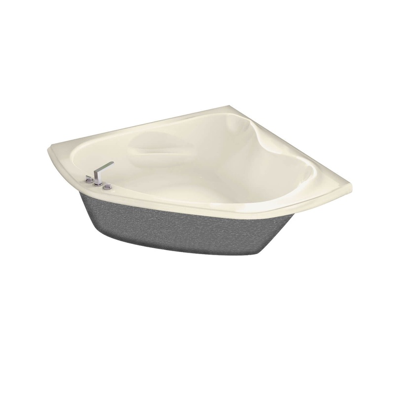 MAAX 105680-109-004 Murmur 5555 Acrylic Corner Center Drain Combined Hydrosens & Aerosens Bathtub in Bone
