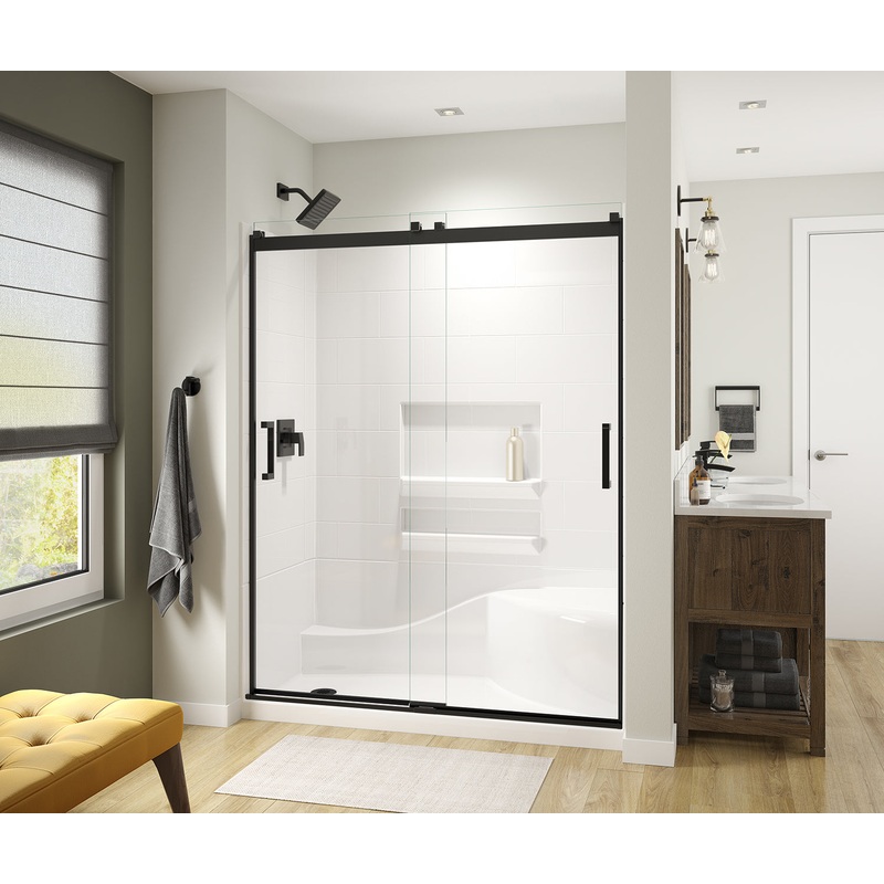 MAAX 135691-900-340-000 Revelation Square 56-59 x 70 -73 in. 6 mm Bypass Shower Door for Alcove Installation with Clear glass in Matte Black