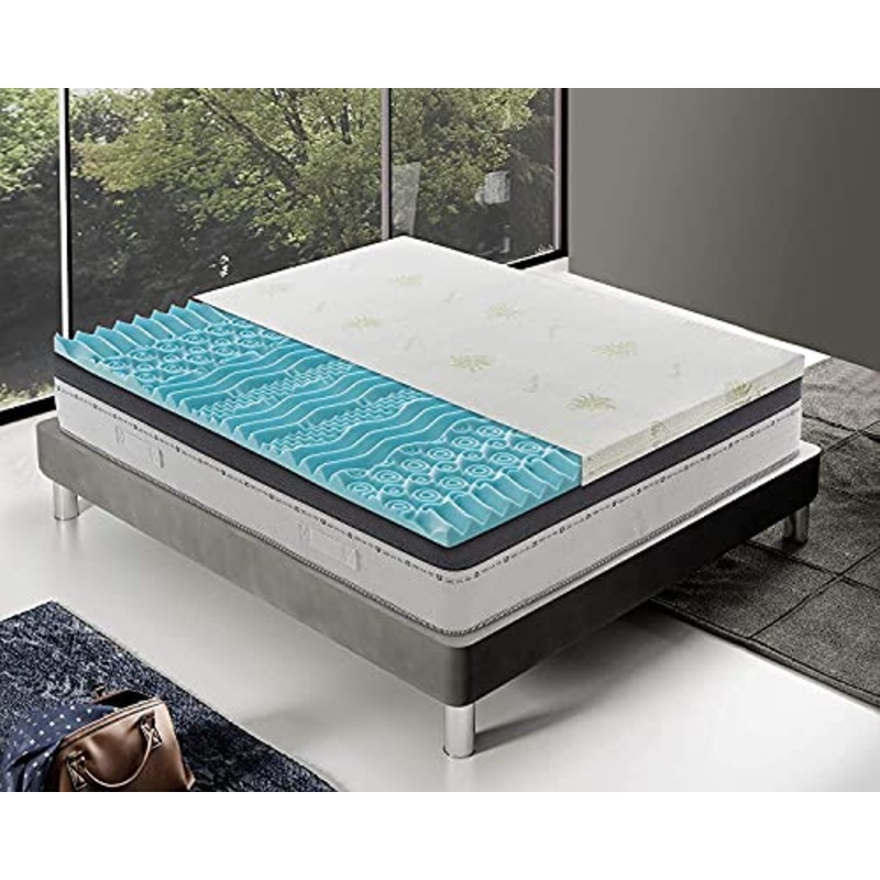 Materassiedoghe – Topper Memory Foam – Correttore di Rigidit – Altezza 5 cm – 9 Zone di Comfort – Adatto per Materassi Rigidi – Rivestimento Aloe Sfoderabile – Presidio Medico (135×190)