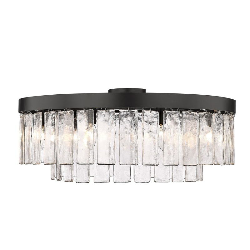 Nine Light Semi-Flush Mount from the Ciara BLK Collection in Matte Black Finish by Golden