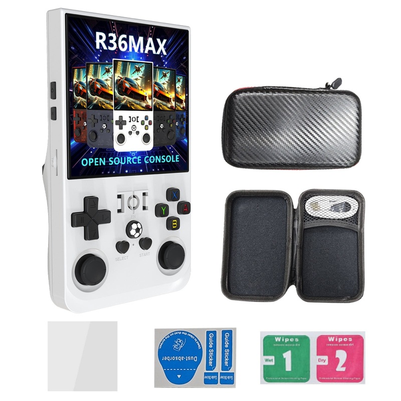 R36MAX Handheld Retro Game Console – 4.0 IPS Screen Open Source Linux 4000mAh Battery 30+ Emulators(white)”