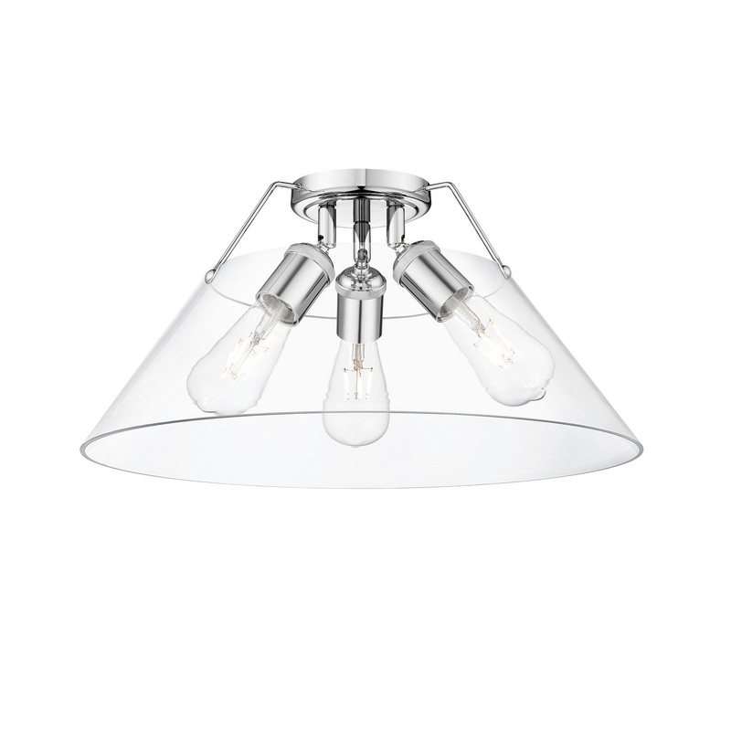 Three Light Flush Mount from the Orwell Collection in Chrome Finish by Golden