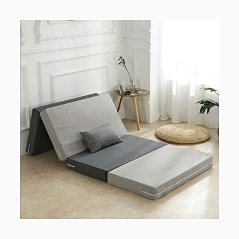 YANGLY 8 Centimetri di Spessore Materasso Pieghevole Multifunzione 4 Fold Materasso for I Giochi di Gioco, Picnic, Yoga, Tatami (Color : Striped Gray, Size : 35x79inch)