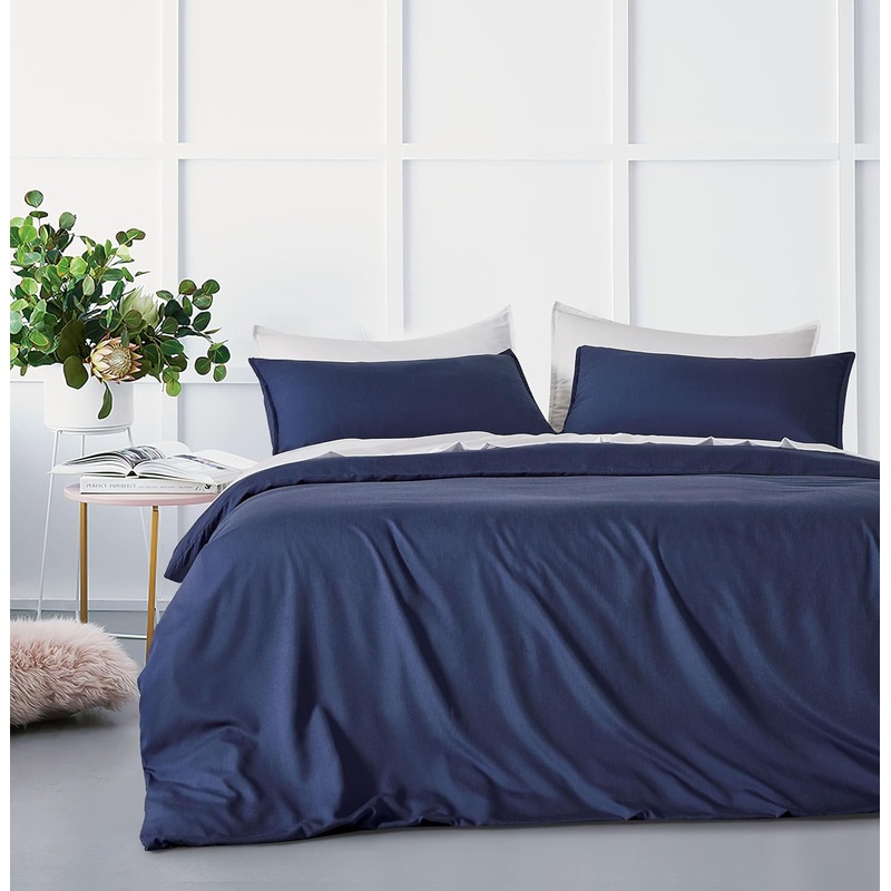 Bamboo Microfibre Quilt Cover Set – Navy – Queen