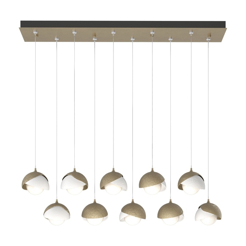 Brooklyn 10-Light Double Shade Pendant Soft Gold White