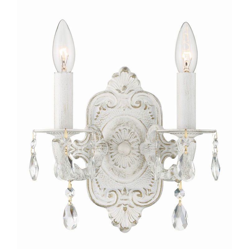 Crystorama 5022-AW-CL-S Paris Market Two Light Wall Sconce Antique White