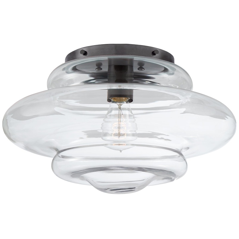 One Light Flush Mount from the Tableau Collection in Bronze Finish by Visual Comfort Signature