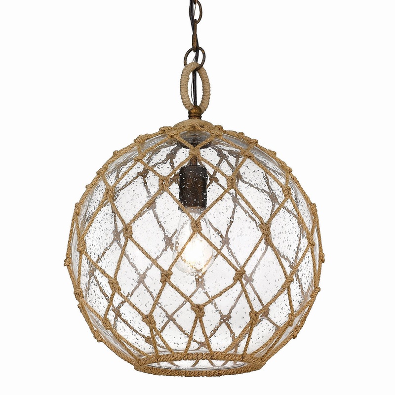 One Light Pendant from the Haddoc Collection in Burnished Chestnut Finish by Golden