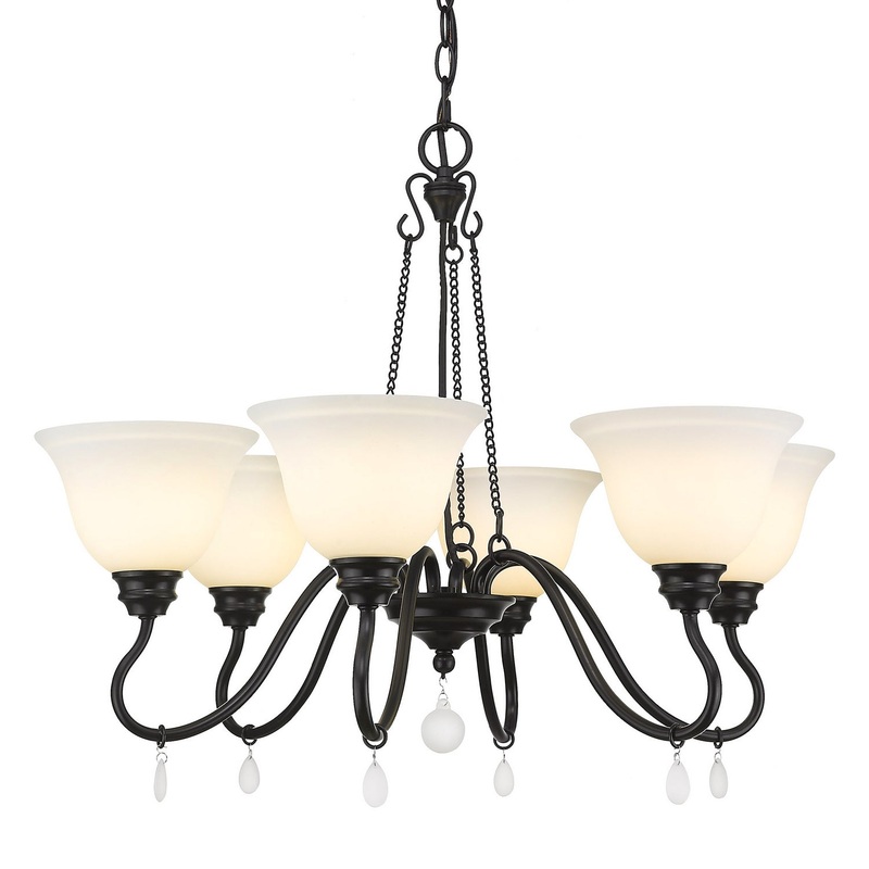 Six Light Chandelier from the Donya Collection in Matte Black Finish by Golden
